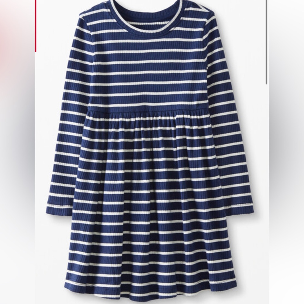 Hanna Andersson adorable long sleeve blue and white striped dress size 12 (150)